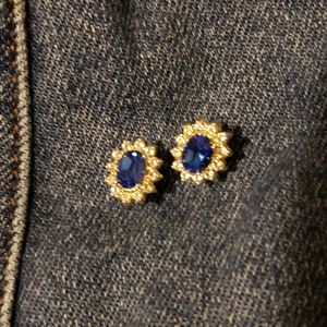 Cz sapphire and cz earrings